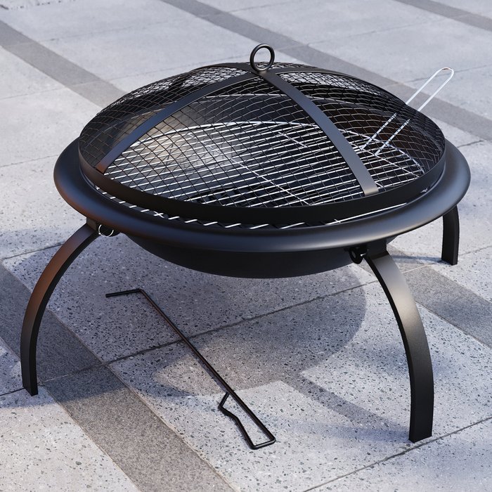 The Range | Folding Steel Fire Pit - Black, Large - Black Folding Steel Fire Pit - Black, Large - Black