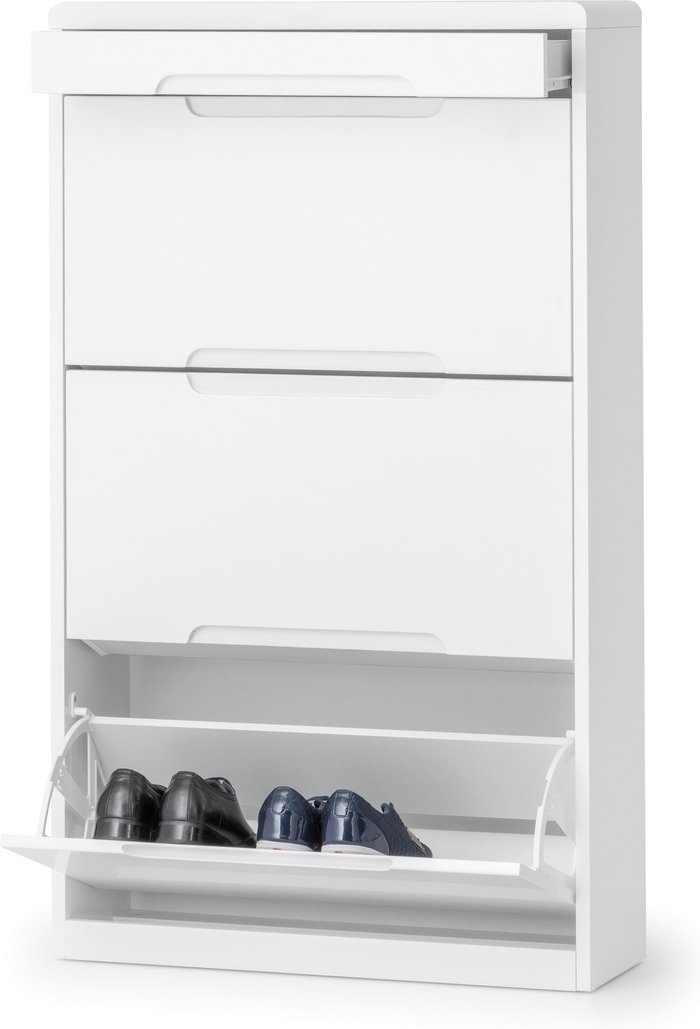 The Range | Julian Bowen Manhattan Shoe Cabinet With Drawer - White Julian Bowen Manhattan Shoe Cabinet With Drawer - White
