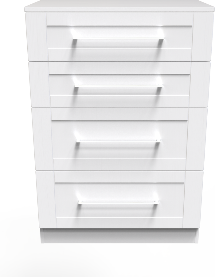 The Range | York Ready Assembled 4 Drawer Deep Chest - White Ash York Ready Assembled 4 Drawer Deep Chest - White Ash