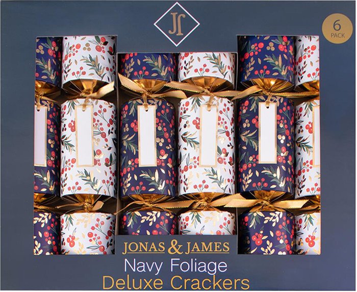 The Range | Jonas & James Pack of 6 Deluxe Navy Foliage Crackers - Navy Jonas & James Pack of 6 Deluxe Navy Foliage Crackers - Navy
