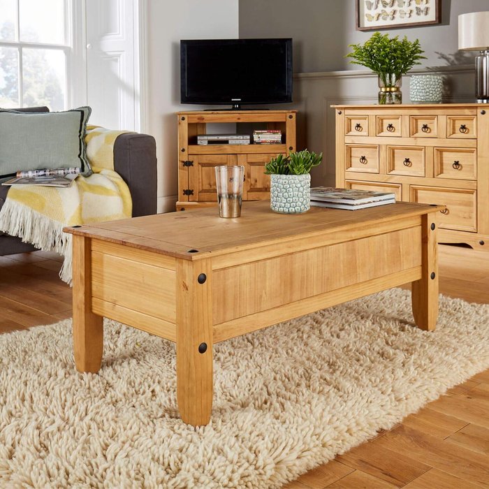 The Range | Home Source Corona Rustic Coffee Table Storage Unit - Pine Home Source Corona Rustic Coffee Table Storage Unit - Pine