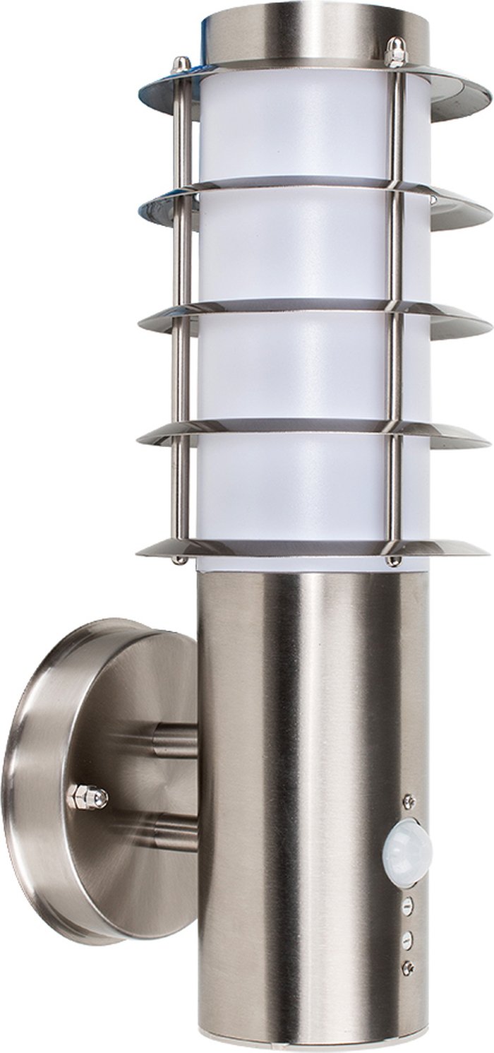 The Range | ValueLights Wharf Modern Silver Stainless Steel Outdoor Wired PIR Sensor IP44 Wall Light - Silver ValueLights Wharf Modern Silver Stainless Steel Outdoor Wired PIR Sensor IP44 Wall Light - Silver