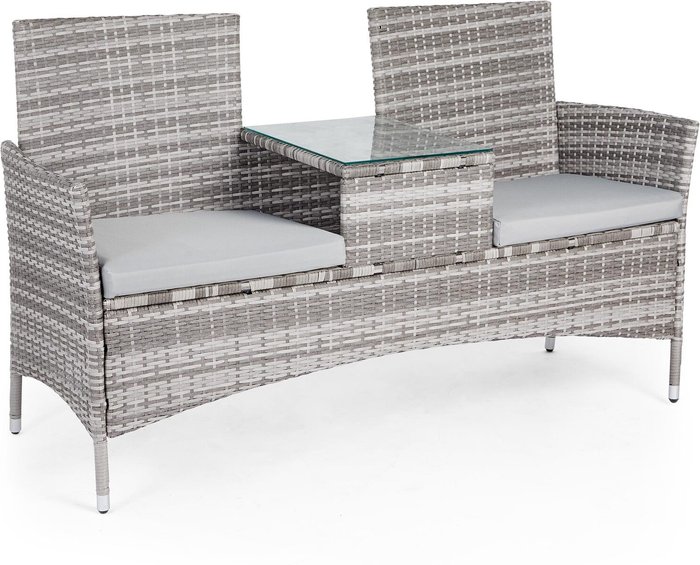 The Range | VonHaus Rattan Effect Jack and Jill Garden Loveseat - Grey VonHaus Rattan Effect Jack and Jill Garden Loveseat - Grey