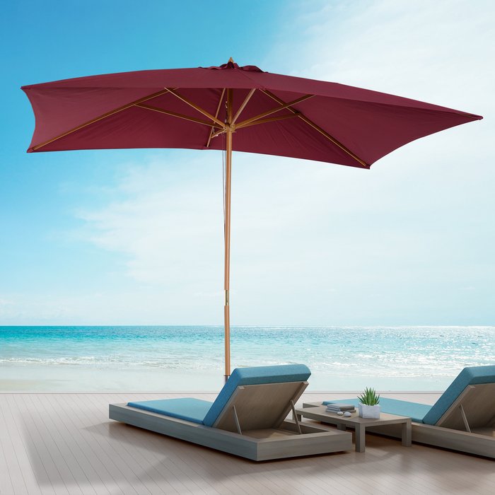 The Range | Outsunny Wooden Garden Parasol Sun Shade - Red Outsunny Wooden Garden Parasol Sun Shade - Red