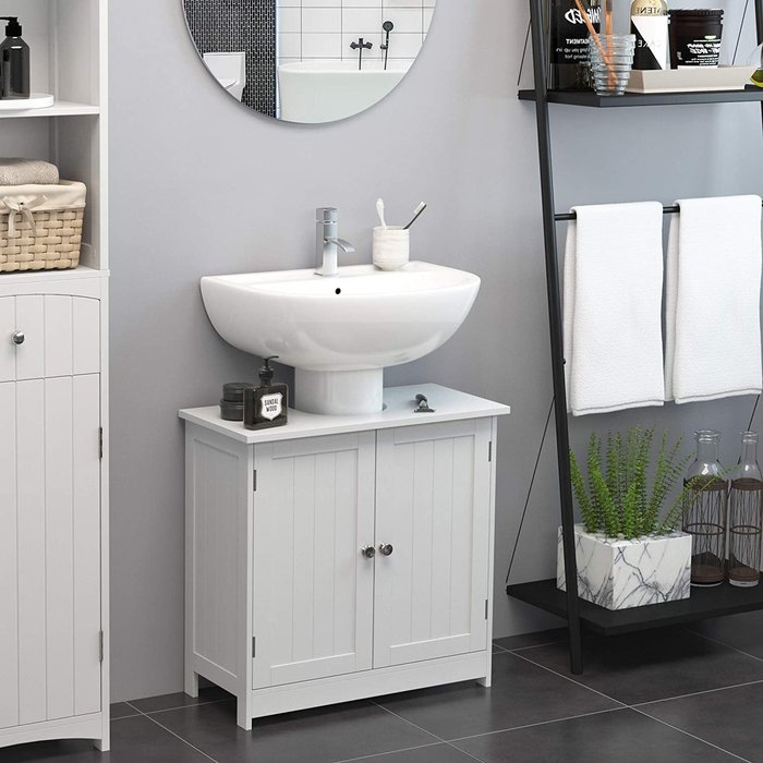The Range | HOMCOM Basin Sink Wooden Vanity Cabinet - White HOMCOM Basin Sink Wooden Vanity Cabinet - White