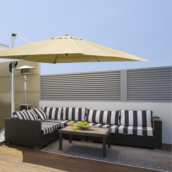 The Range | 3 x 3(m) Cantilever Roma Parasol - Khaki 3 x 3(m) Cantilever Roma Parasol - Khaki