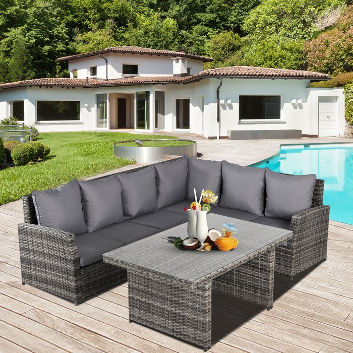 The Range | Outsunny 3 Piece Outdoor All Weather Dining Sets - Grey Outsunny 3 Piece Outdoor All Weather Dining Sets - Grey