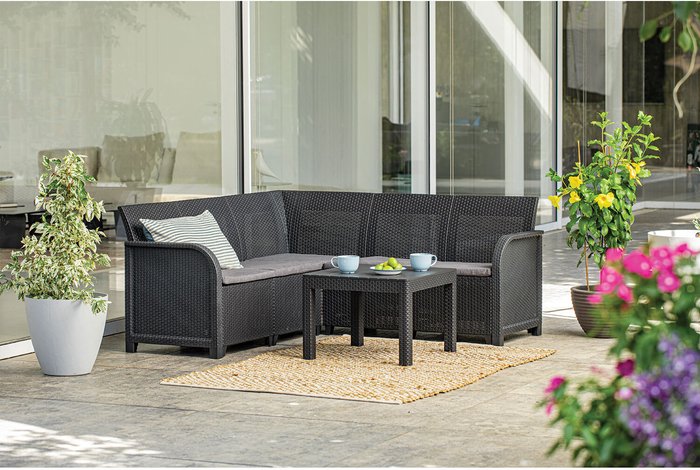 The Range | Keter 3 Piece Keter Rosalie Corner Set - Black Keter 3 Piece Keter Rosalie Corner Set - Black