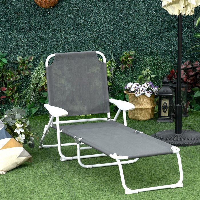 The Range | Outsunny Reclining Lounge Chair - Grey Outsunny Reclining Lounge Chair - Grey