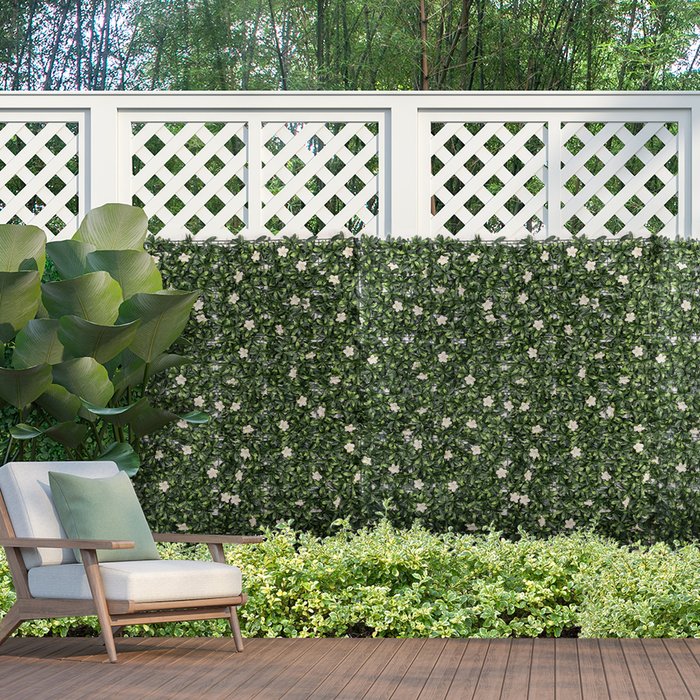 The Range | Outsunny 50cm x 50cm 12PCS Artificial Boxwood Wall Panels - Green, White Outsunny 50cm x 50cm 12PCS Artificial Boxwood Wall Panels - Green, White