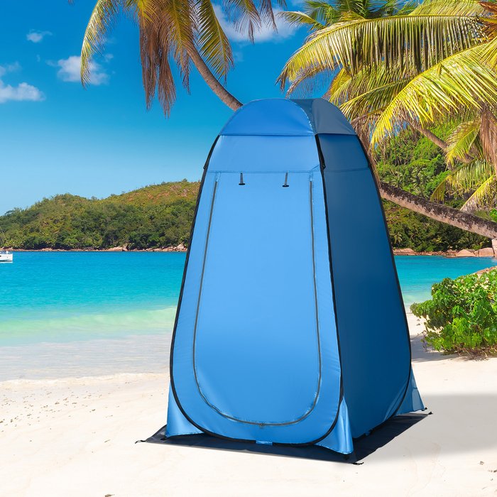 The Range | Outsunny Pop Up Camping Shower Tent Privacy Toilet - Blue, Silver Outsunny Pop Up Camping Shower Tent Privacy Toilet - Blue, Silver