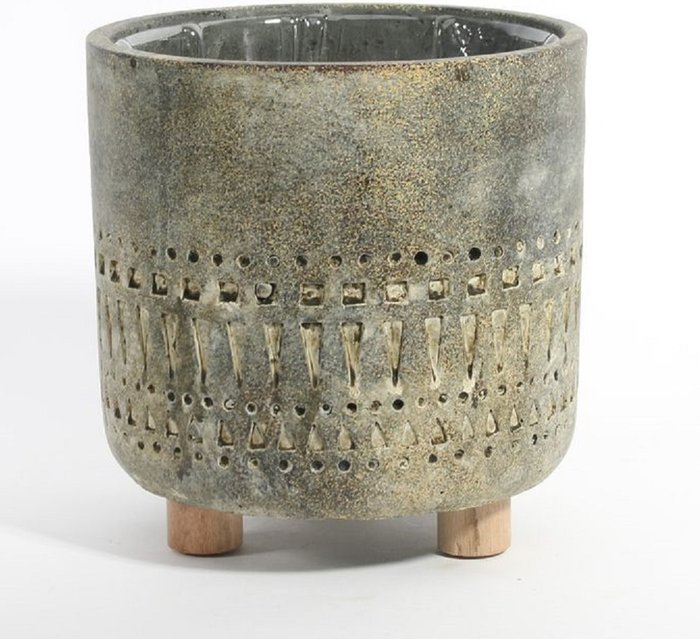 The Range | Totem Plant Pot on Feet - Muted Green / 12cm Totem Plant Pot on Feet - Muted Green / 12cm