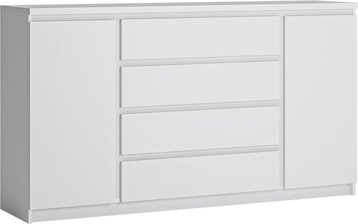 The Range | Furniture To Go Fribo 2-Door 4-Drawer Wide Sideboard - White Furniture To Go Fribo 2-Door 4-Drawer Wide Sideboard - White