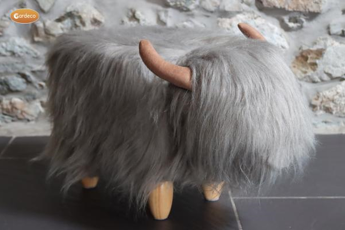 The Range | Gardeco Highland Cow Footstool - Grey Gardeco Highland Cow Footstool - Grey