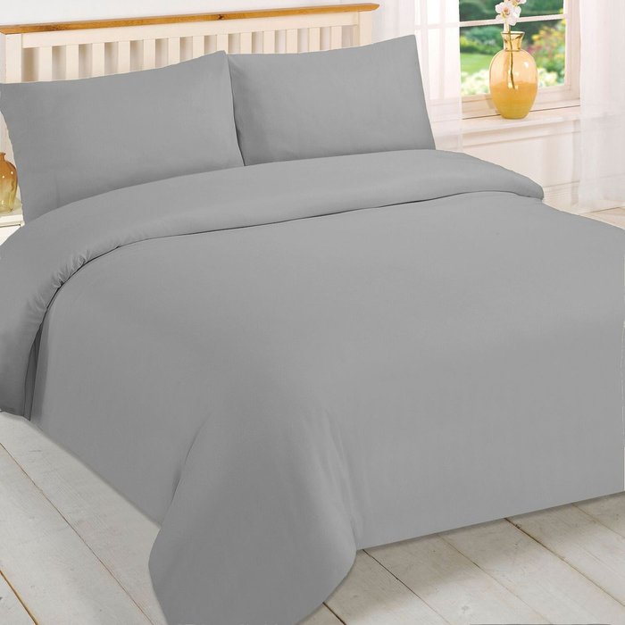The Range | Brentfords Brentfords Plain Duvet Cover With Pillowcase Bedding Set - Grey / 1.1kg Brentfords Brentfords Plain Duvet Cover With Pillowcase Bedding Set - Grey / 1.1kg