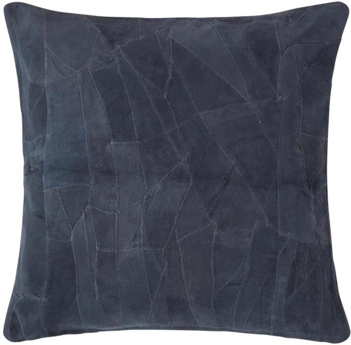 The Range | Homescapes Navy Blue Real Leather Suede Cushion with Feather Filling - Navy Homescapes Navy Blue Real Leather Suede Cushion with Feather Filling - Navy