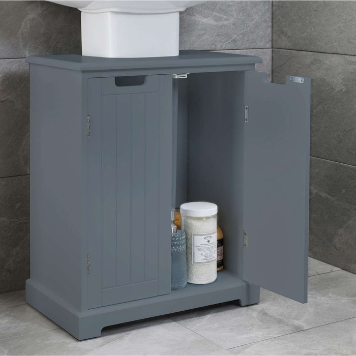 The Range | Fully Assembled Under Basin Bathroom Sink Cabinet in Grey - Grey Fully Assembled Under Basin Bathroom Sink Cabinet in Grey - Grey