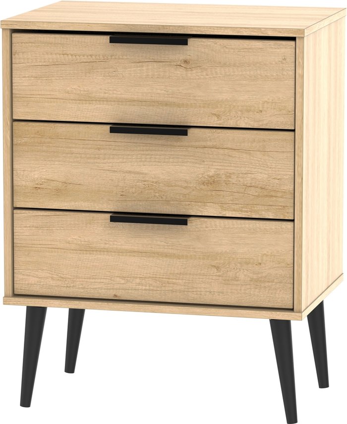 The Range | Hong Kong Ready Assembled 3 Drawer Midi Chest - Nebraska Oak Hong Kong Ready Assembled 3 Drawer Midi Chest - Nebraska Oak