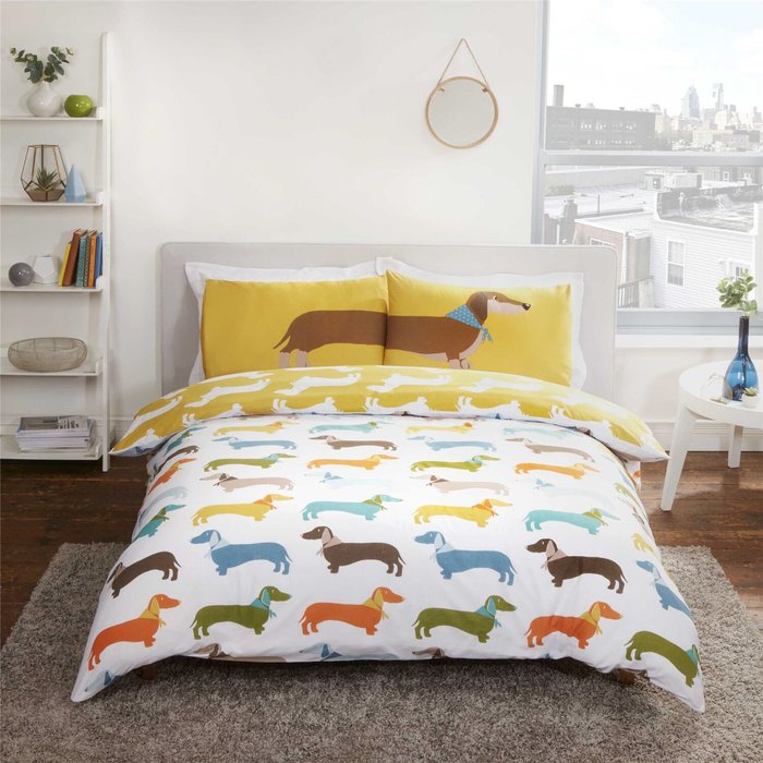 The Range | Sausage Dog Duvet Cover and Pillowcase Set - King Sausage Dog Duvet Cover and Pillowcase Set - King