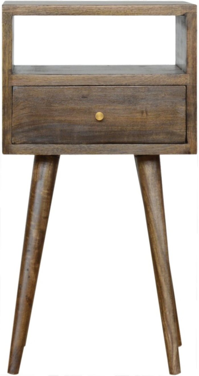 The Range | KDMK Retro Handmade Wood Mini Washed Bedside Table With Open Shelf - Brown KDMK Retro Handmade Wood Mini Washed Bedside Table With Open Shelf - Brown