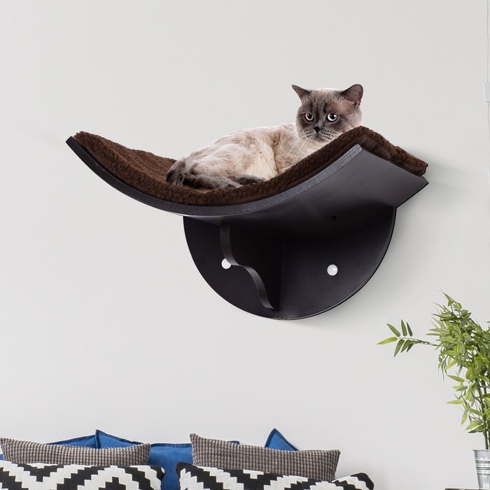 The Range | PawHut PawHut Wall Mounted Curved Cat Perch Bed and Climber - Brown PawHut PawHut Wall Mounted Curved Cat Perch Bed and Climber - Brown