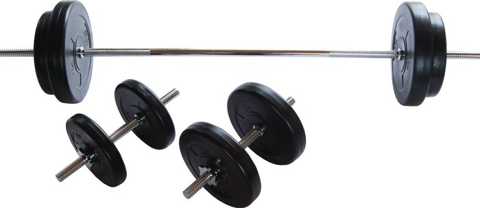 The Range | V-fit 50kg Barbell Weight Set - Black/Chrome V-fit 50kg Barbell Weight Set - Black/Chrome