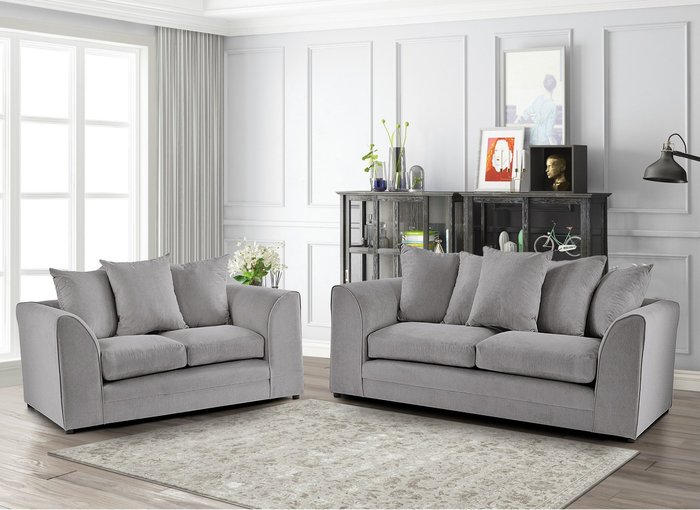 The Range | Simply Eleganza Mirana Modern Plush Velvet 3 Plus 2 Sofa Set - Grey Simply Eleganza Mirana Modern Plush Velvet 3 Plus 2 Sofa Set - Grey