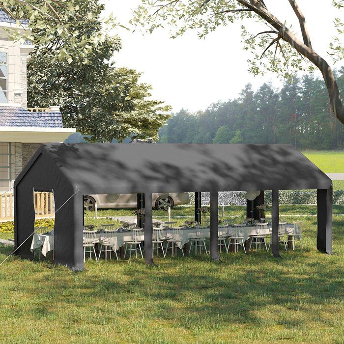 The Range | Outsunny 4 x 8 m Patio Garden Party Canopy, Outdoor BBQ, Wedding - Grey Outsunny 4 x 8 m Patio Garden Party Canopy, Outdoor BBQ, Wedding - Grey