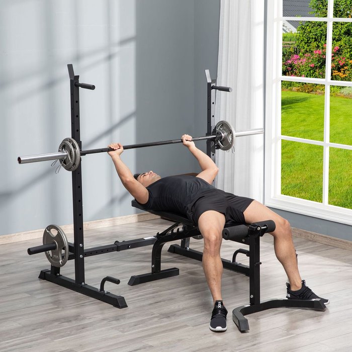 The Range | HOMCOM Multifunction Barbell Squat Rack Stand - Black HOMCOM Multifunction Barbell Squat Rack Stand - Black