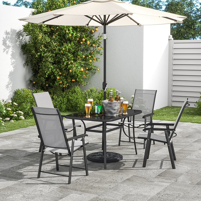 The Range | Livingandhome Garden Table and Chair Outdoor Bistro Set - Black / Rectangular / 120cm Livingandhome Garden Table and Chair Outdoor Bistro Set - Black / Rectangular / 120cm