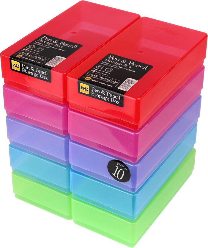 The Range | WestonBoxes Plastic Storage Boxes with Lids for Pens, Pencils and Stationery - Multi / 1.5kg WestonBoxes Plastic Storage Boxes with Lids for Pens, Pencils and Stationery - Multi / 1.5kg