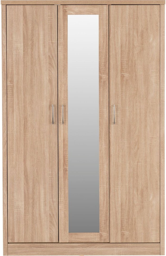 The Range | Seconique Lisbon 3 Door Wardrobe - Light Oak Seconique Lisbon 3 Door Wardrobe - Light Oak
