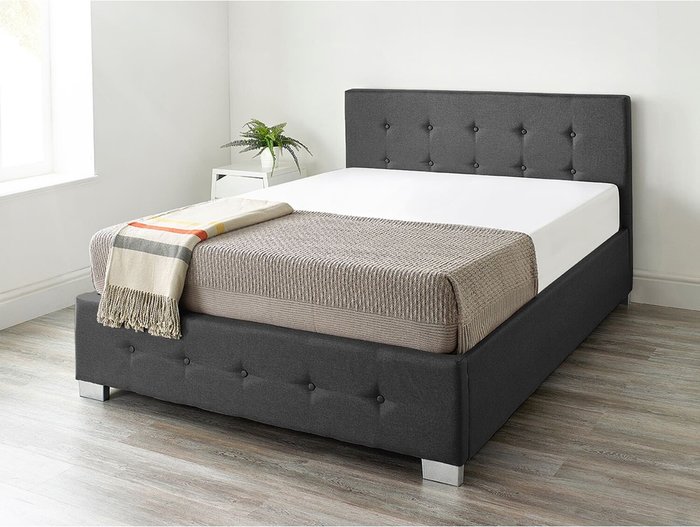 The Range | Aspire Aspire Upholstered Storage Ottoman Bed In Black Linen Small Double Aspire Aspire Upholstered Storage Ottoman Bed In Black Linen Small Double