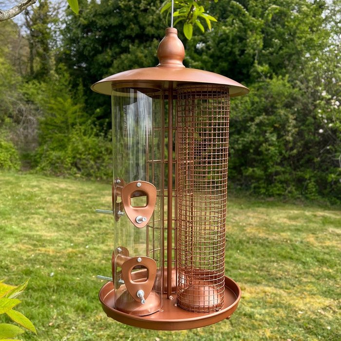 The Range | Selections Delux 3 in 1 Seed, Nut and Fatball Bird Feeder - Gold Selections Delux 3 in 1 Seed, Nut and Fatball Bird Feeder - Gold
