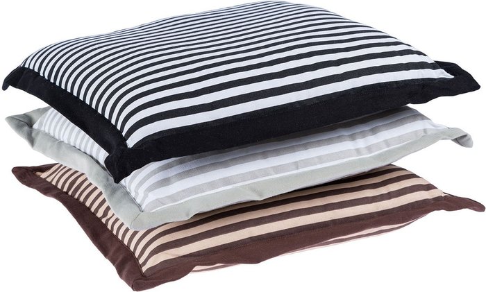 The Range | Homescapes Striped Cotton Seat Pad with Edging - Grey Homescapes Striped Cotton Seat Pad with Edging - Grey