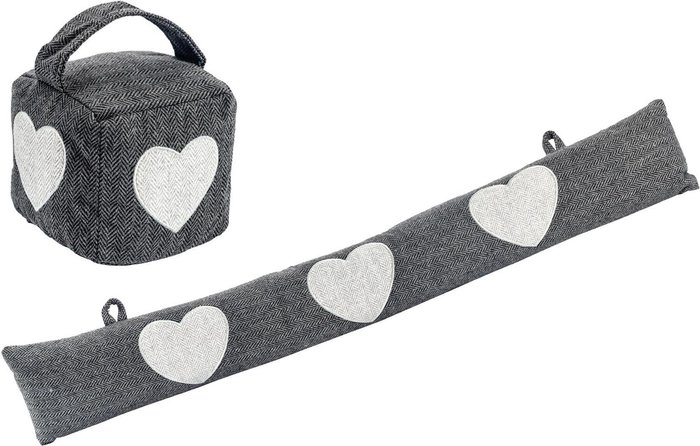 The Range | Nicola Spring Herringbone Door Stop Draught Excluder Set - Grey Nicola Spring Herringbone Door Stop Draught Excluder Set - Grey