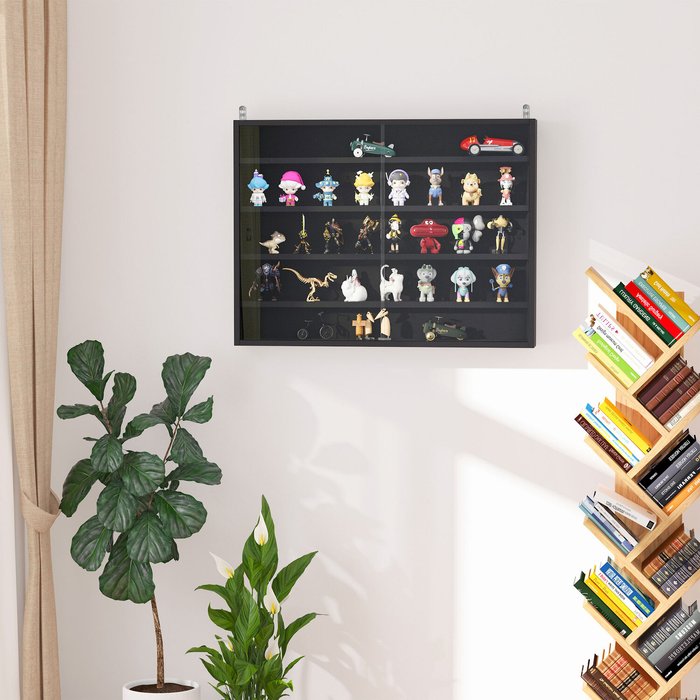 The Range | HOMCOM 5 Tier Wall Display Shelf Cabinet - Black HOMCOM 5 Tier Wall Display Shelf Cabinet - Black