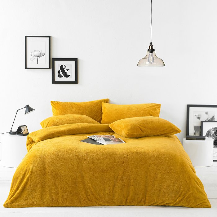 The Range | furn Furn. Sherpa Double Duvet Cover Set Polyester Ochre furn Furn. Sherpa Double Duvet Cover Set Polyester Ochre