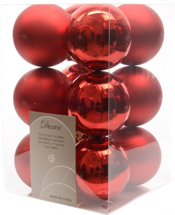 The Range | Decoris 12 Christmas Red Christmas Tree Baubles - Red / 1 Decoris 12 Christmas Red Christmas Tree Baubles - Red / 1