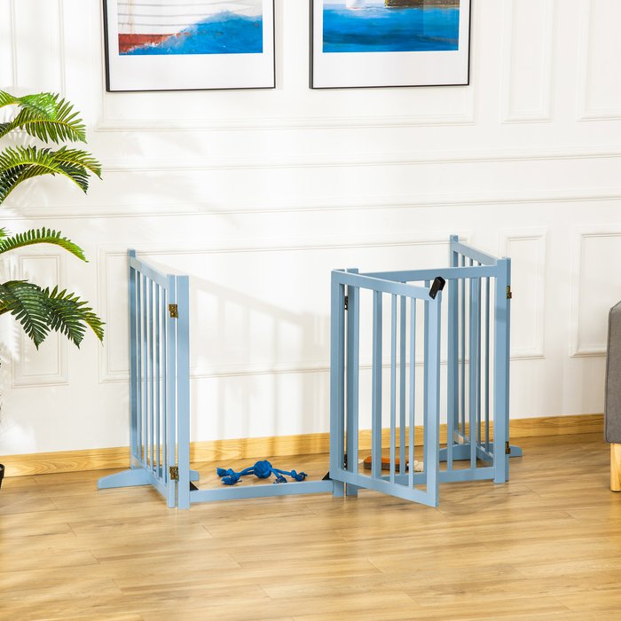 The Range | PawHut Pawhut Freestanding Pet Gate For Doorways/Stairs - Blue And Grey PawHut Pawhut Freestanding Pet Gate For Doorways/Stairs - Blue And Grey