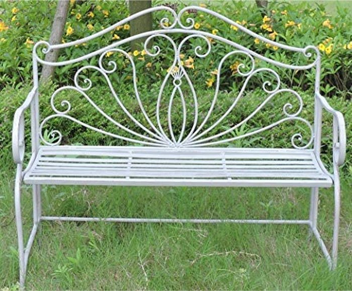 The Range | GlamHaus Glamhaus Metal Vintage Style Garden Bench - Grey GlamHaus Glamhaus Metal Vintage Style Garden Bench - Grey