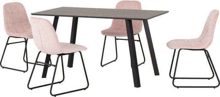 The Range | Seconique Berlin Dining Set with Lukas Chairs - Baby Pink Seconique Berlin Dining Set with Lukas Chairs - Baby Pink