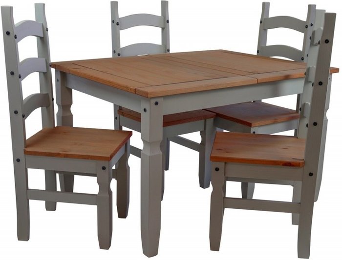 The Range | Mercers Furniture Corona Grey Wax 4ft Dining Table 4 Chairs - Distressed Grey Wax Mercers Furniture Corona Grey Wax 4ft Dining Table 4 Chairs - Distressed Grey Wax