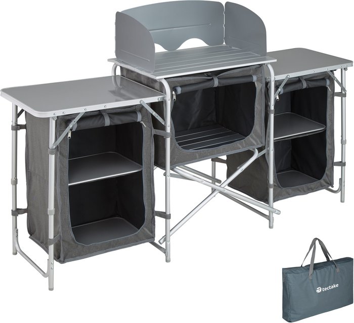 The Range | TECTAKE Large Camping Kitchen Station - Grey TECTAKE Large Camping Kitchen Station - Grey