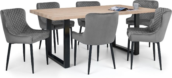 The Range | Julian Bowen Julian Bowen Set Of Berwick Dining Table & 6 Luxe Grey Chairs Julian Bowen Julian Bowen Set Of Berwick Dining Table & 6 Luxe Grey Chairs