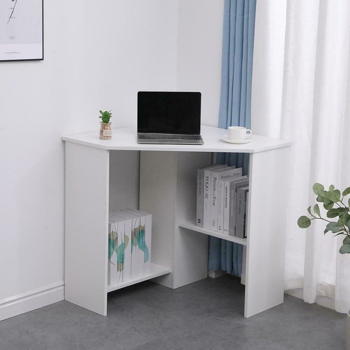 The Range | Home Source Wellington Compact Corner Computer Desk - White Home Source Wellington Compact Corner Computer Desk - White