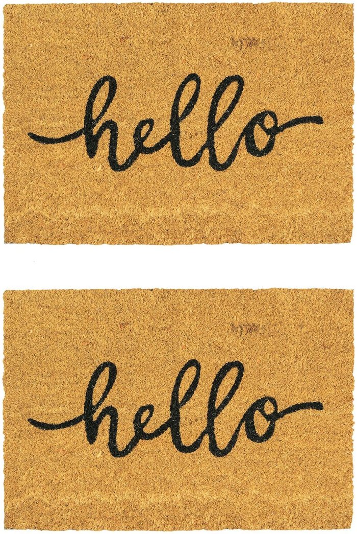 The Range | Nicola Spring Nicola Spring Coir Door Mats - 60 x 40cm - Hello - Pack of 2 - Brown Nicola Spring Nicola Spring Coir Door Mats - 60 x 40cm - Hello - Pack of 2 - Brown