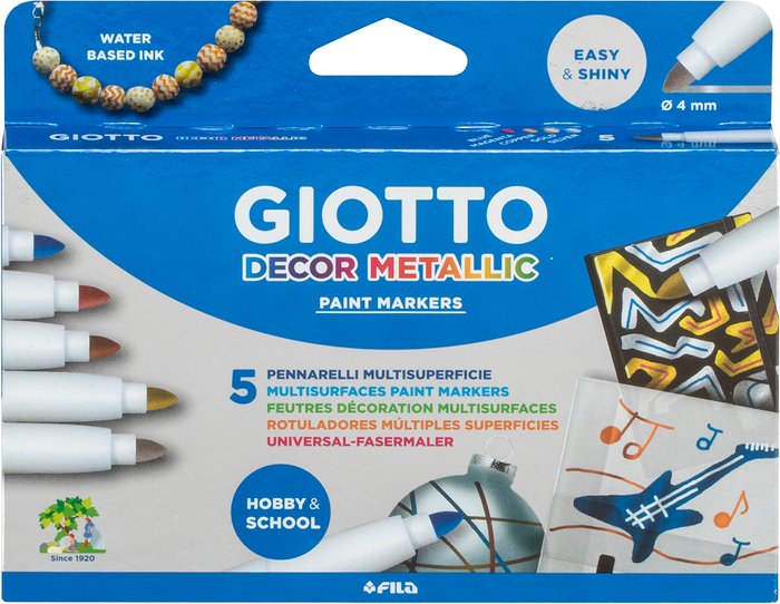 The Range | Giotto Pack of 5 Giotto Decor Metallic Paint Markers Giotto Pack of 5 Giotto Decor Metallic Paint Markers
