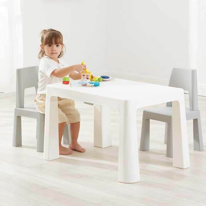 The Range | Liberty House Toys Kids Height Adjustable Table and 2 Chairs Set - Grey and White Liberty House Toys Kids Height Adjustable Table and 2 Chairs Set - Grey and White