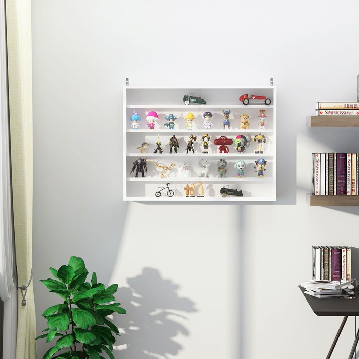 The Range | HOMCOM 5 Tier Wall Display Shelf Cabinet - White HOMCOM 5 Tier Wall Display Shelf Cabinet - White